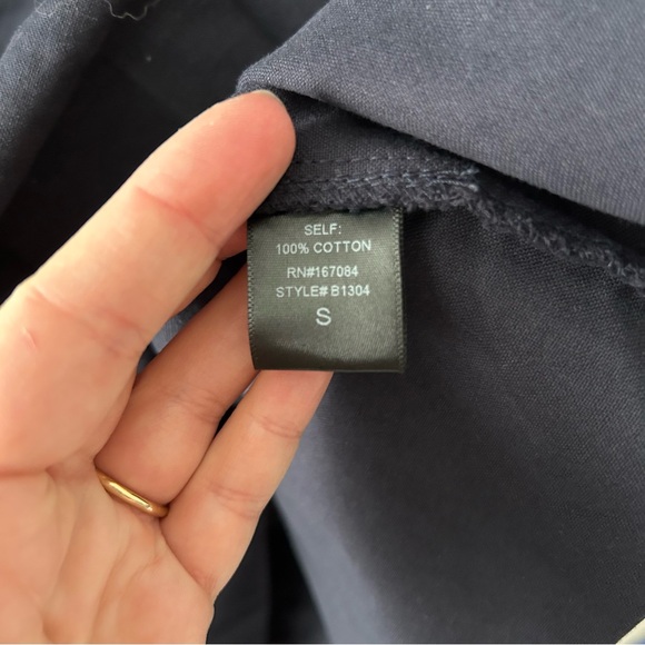 Tuckernuck Pleated Dress Long Sleeve 100% Cotton Navy Blue Size Small - Picture 7 of 11